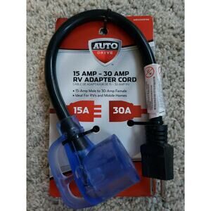 Auto Drive 15AMP - 30AMP RV Mobile Home Adapter Cord Camping Electrical Cord New